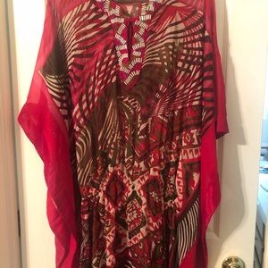 Cute printed poncho with gathers at lower waist